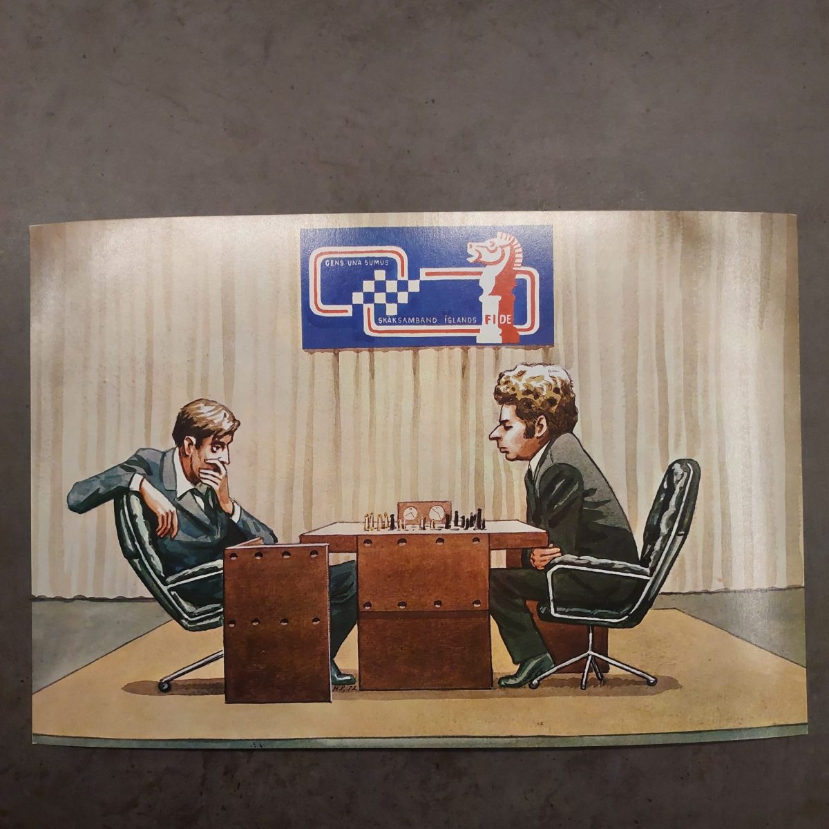 1972 Fischer Spassky postcard Halldór Pétursson