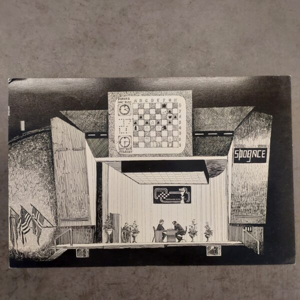 Iceland 1972 Fischer-Spassky World Chess Championship Postcard - Reykjavík Match Hall Illustration (Icelandic Chess Federation)