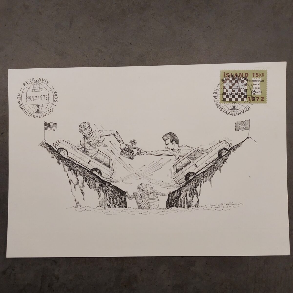 World chess championship 1972 - Bobby Fischer vs. Spassky large postcard Iceland