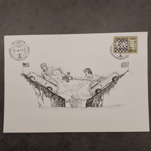 World chess championship 1972 - Bobby Fischer vs. Spassky large postcard Iceland