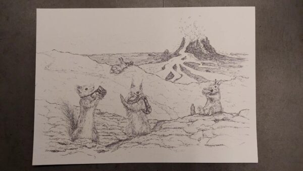 Tourists at Fagradalsfjall Volcano - Print 2/5, Signed by Artist, TORI - Iceland