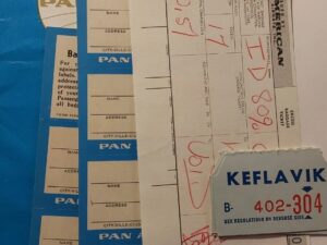 PAN AM Ticket Jacket to KEF Iceland 1970 + other items