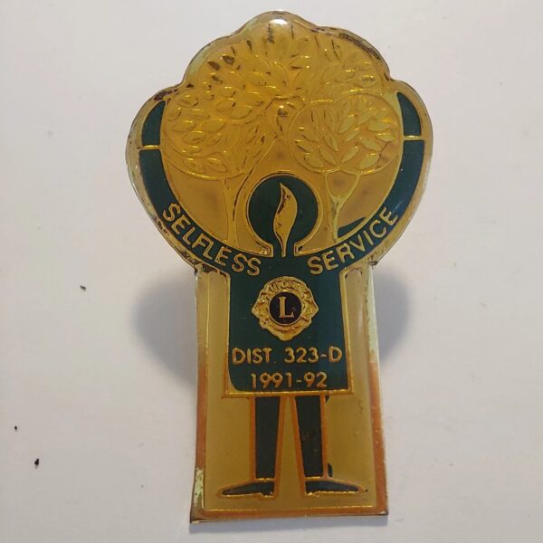 Selfless Service District 323-D - 1991-1992 -  Lions Club Pin
