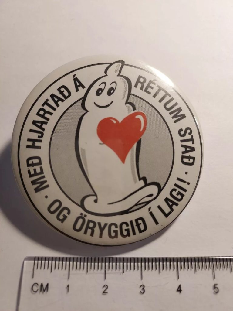 Iceland condom campaign pin badge