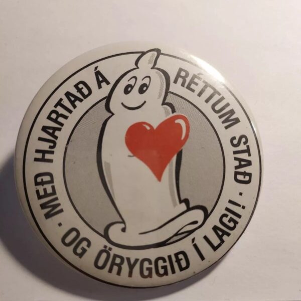 Iceland condom campaign pin badge