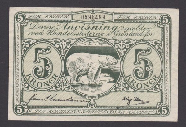 Greenland 5 Kroner 1953-1967 Bear