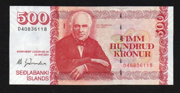Iceland 500 Kronur 2001 UNC - MG