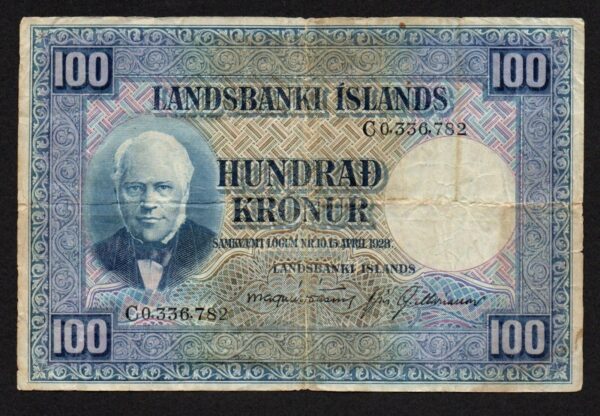 ICELAND 100 Kronur 1928 (1948) Banknote