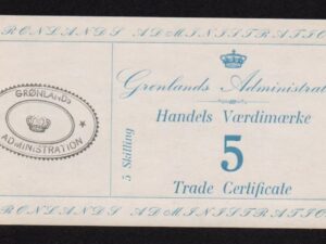 GREENLAND TRADE CERTIFICATE 5 SKILLING 1942 UNC