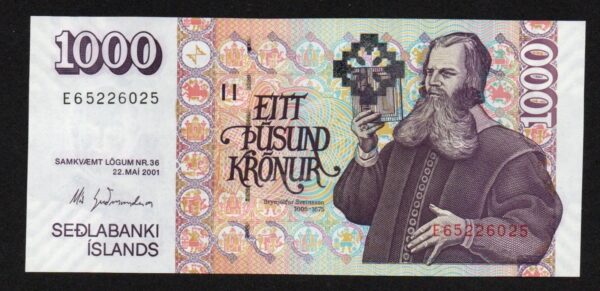 Iceland 1000 kronur 2001 UNC - MG
