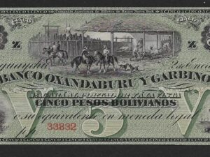 1869 Argentina 5 Pesos Bolivianos Banknote