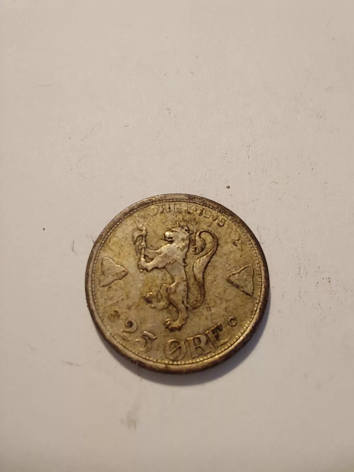 Norway 25 Øre 1918 Haakon VII Silver Coin - Monogram Cross & Lion - Image 2