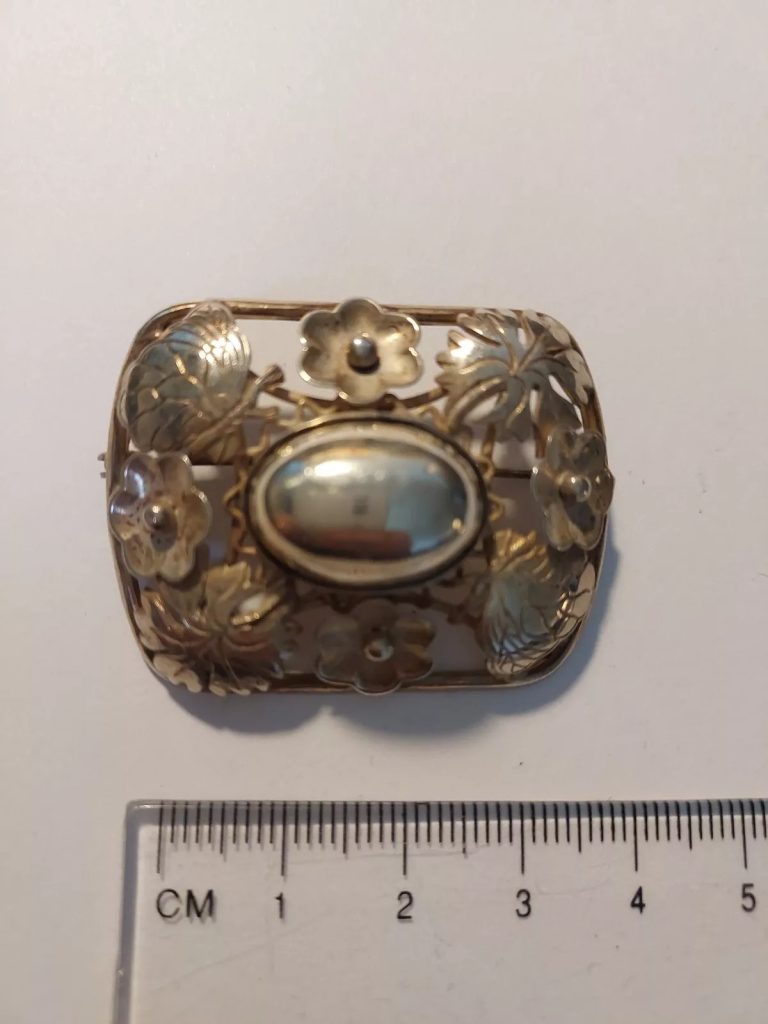 Vintage Erikson & Kromann E&K Danish Art Nouveau 830S Silver Brooch Pin