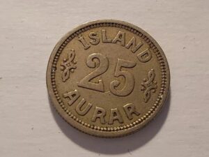 1925 25 Aurar Iceland Coin