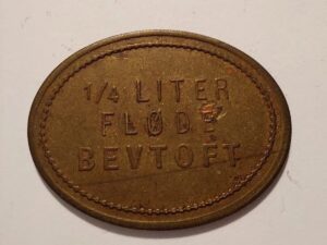 Bevtoft mejeri token 1/4 liter fløde