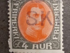 1920 King Christian X - 4 Aurar - Iceland Stamp - SK Marked