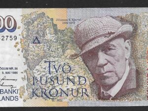 ICELAND 2000 Kronur 1986 SH - BIG Brown Signature