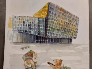 Christmas at Harpa. Reykjavik, Iceland. Signed Painting by TORI,  2023