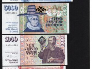 Iceland full set of kronur 2001/2019 - 500 1000 5000 10000 UNC