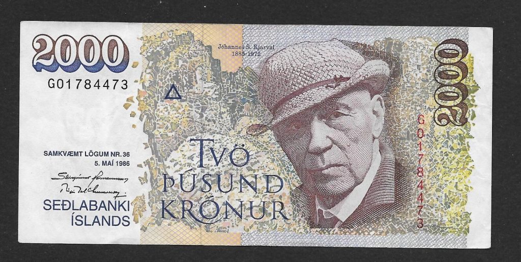 ICELAND 2000 Kronur 1986 SH - BIG Black Signature