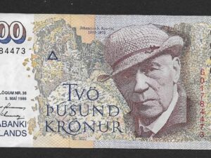 ICELAND 2000 Kronur 1986 SH - BIG Black Signature
