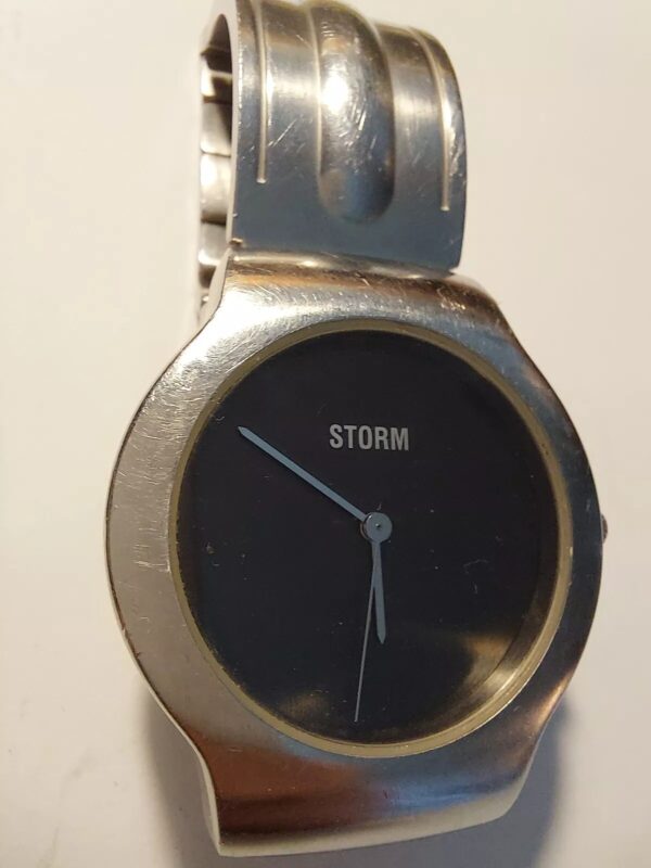 Vintage STORM Nuclear Lazer Stainless Steel Black Dial Japan Watch