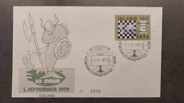 1972 - Bobby Fischer vs. Spassky Chess FYI Envelope With Stamp Iceland