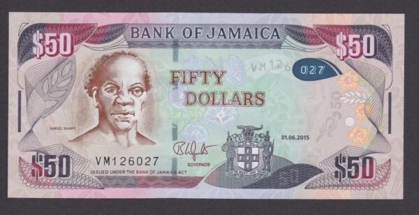 Jamaica 50 Dollars, 2015 UNC
