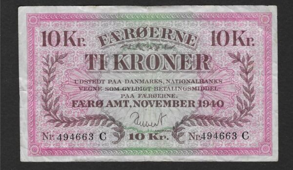 Faroe - Faeroe Island 10 Kroner 1940 Banknote