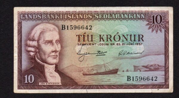 1957 ICELAND 10 KRONUR NOTE