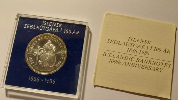 Iceland 500 Kronur Coin 1986, 100th Anniversary - Silver