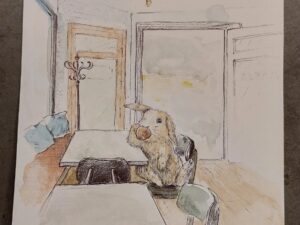 Early cloudy morning.  Iceland. Signed Painting by TORI, 13x18cm, 2023