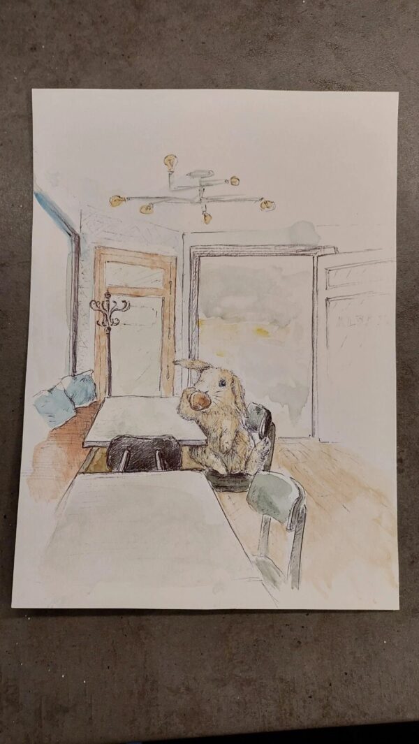 Early cloudy morning.  Iceland. Signed Painting by TORI, 13x18cm, 2023