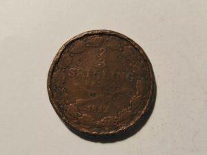 Sweden 2/3 Skilling 1852 Oscar I Copper Coin