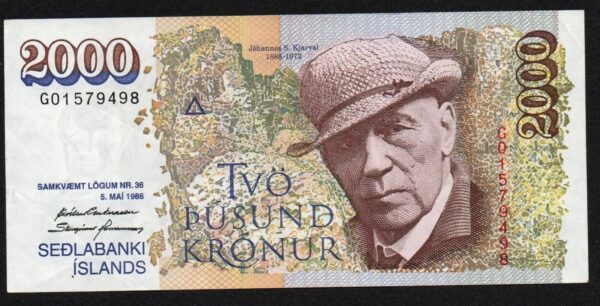 ICELAND 2000 Kronur 1986 EG - SH Black Signature