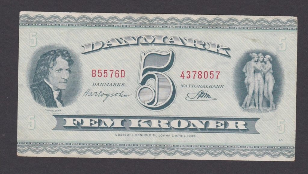 DENMARK 5 Kroner, 1956