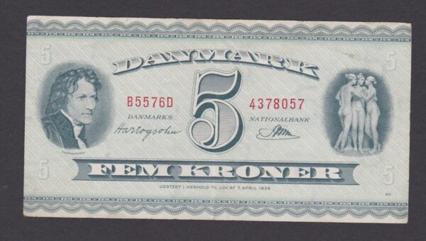 DENMARK 5 Kroner, 1956