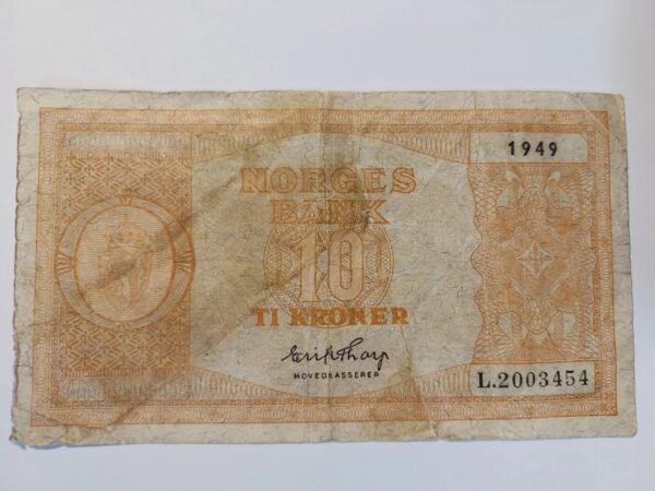 Norway 10 Kroner 1949 Note