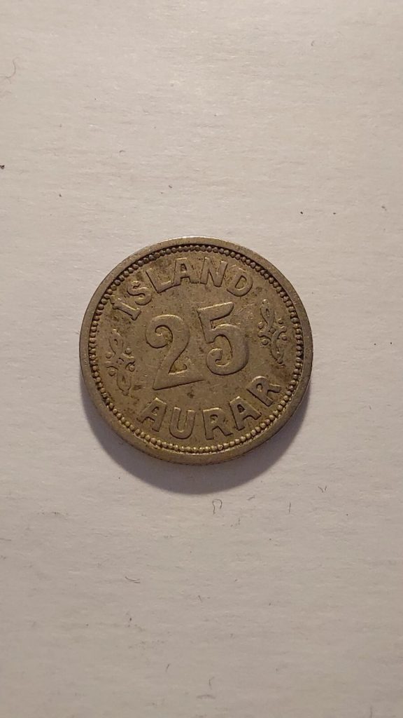 1923 25 Aurar Iceland Coin