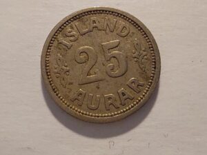 1923 25 Aurar Iceland Coin