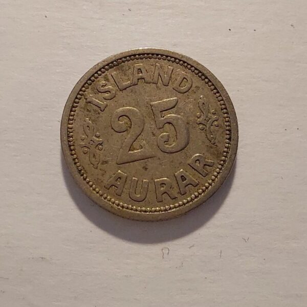 1923 25 Aurar Iceland Coin