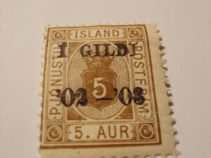 Iceland 5 Aurar I Gildi 02-03 Stamp Overprint