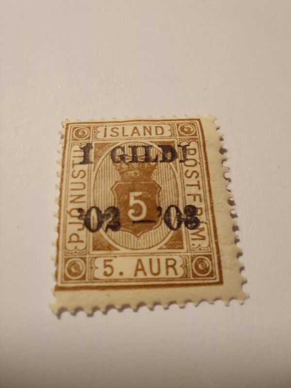 Iceland 5 Aurar I Gildi 02-03 Stamp Overprint