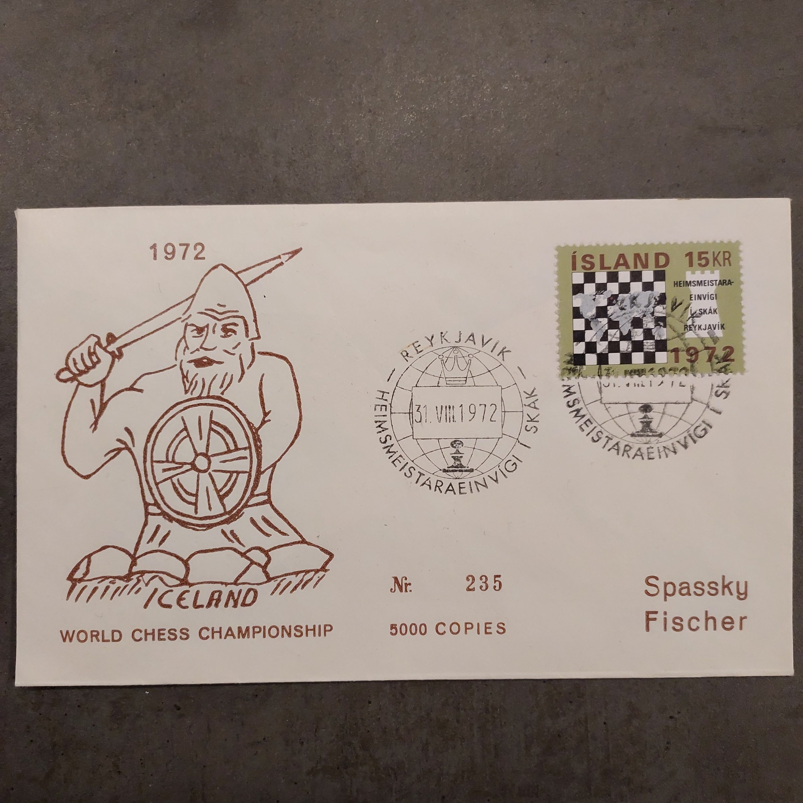 Iceland 1972 Fischer Spassky Viking cover