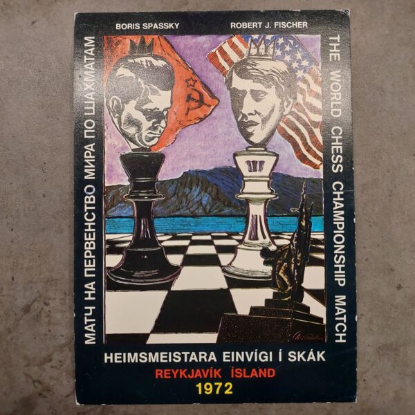 Iceland 1972 Fischer Spassky multilingual postcard
