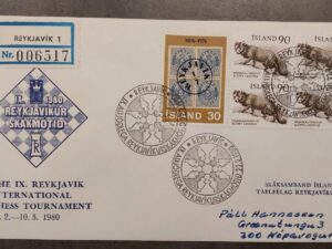 1980 - Reykjavik Chess SKAK FYI Envelope With Stamps Iceland