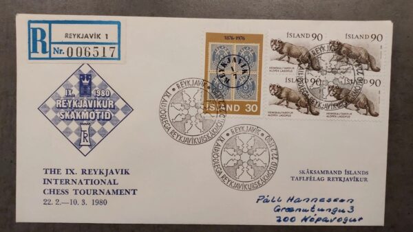 1980 - Reykjavik Chess SKAK FYI Envelope With Stamps Iceland