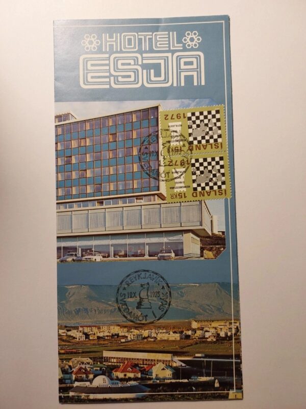 1975 HOTEL ESJA REYKJAVIK - ICELAND BROCHURE FOLDER - STAMPED
