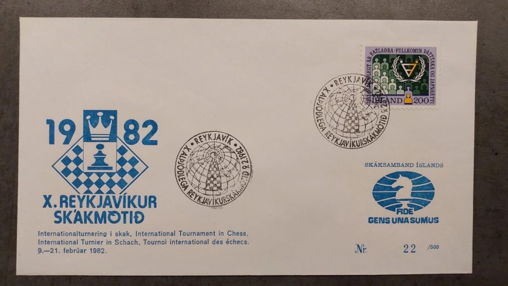 1982 - Reykjavik Chess SKAK FYI Envelope With Stamp Iceland