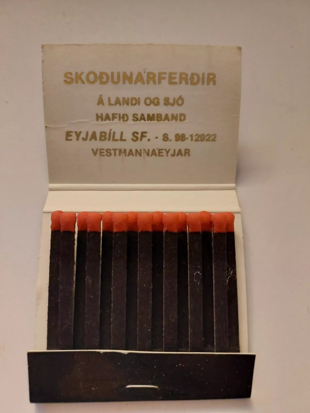 Vestmannaeyjar Eyjabill Car Rental Vintage Matchbook – Iceland (British Made) - Image 2